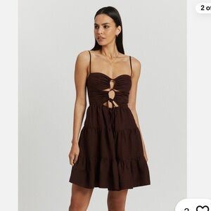 Elegant Brown Rubi Laceup Backless Dress
